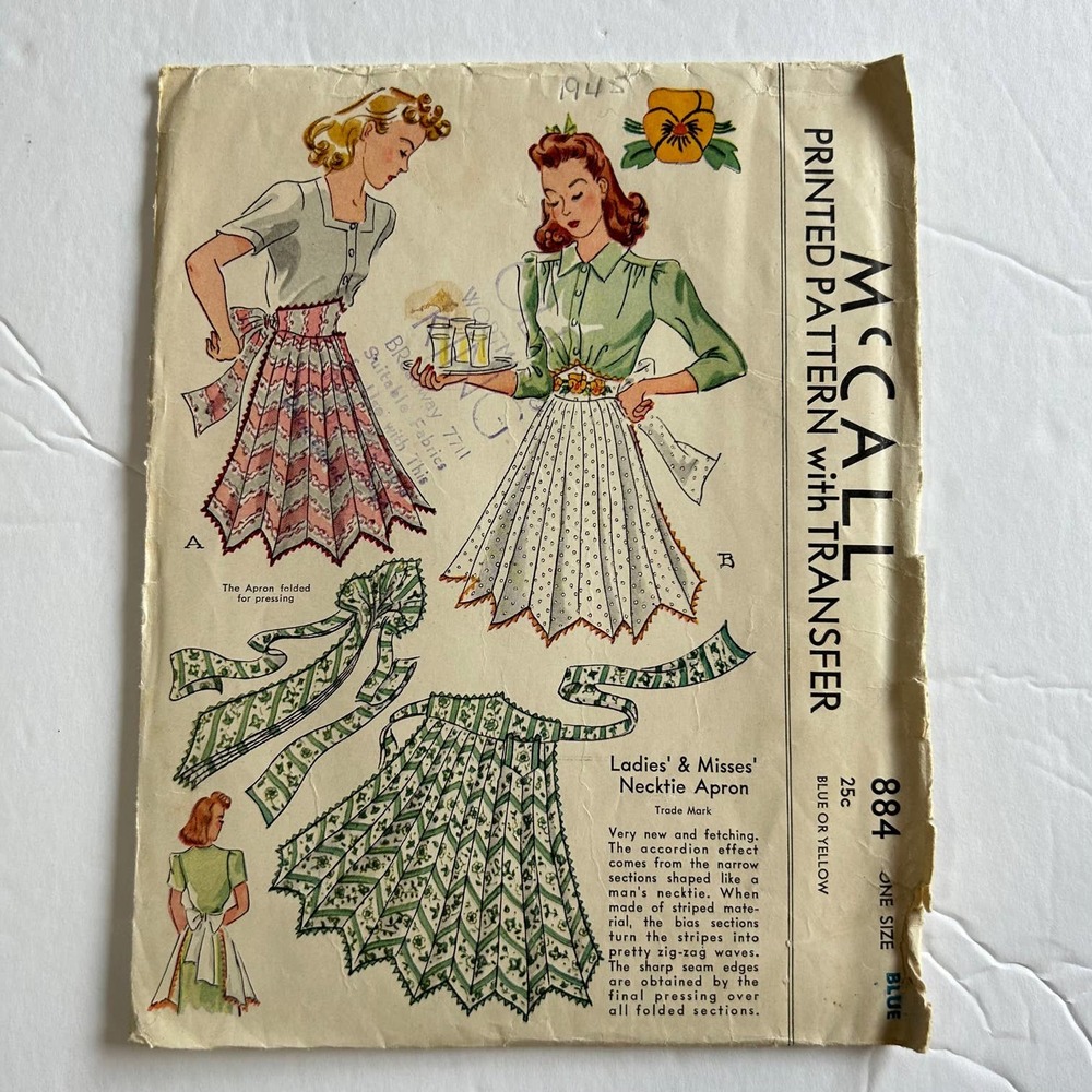 McCalls Vintage‎ 1940's Pattern #884 Necktie Apron One Size